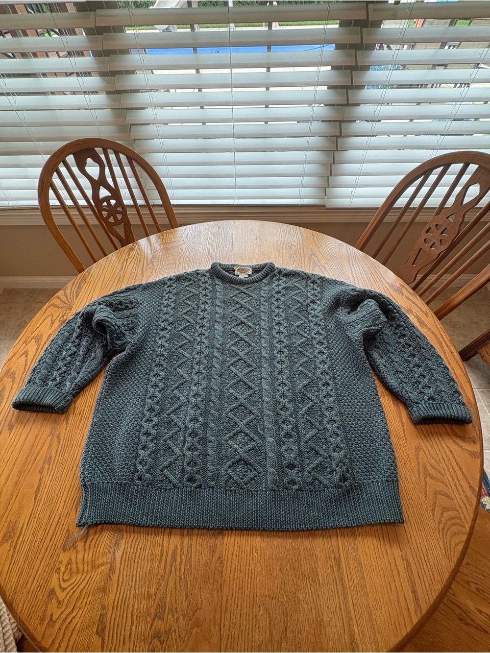 Sweaters Of Ireland Vintage Chunky Cable Knit Fishermans Wool Sweater Mens XL